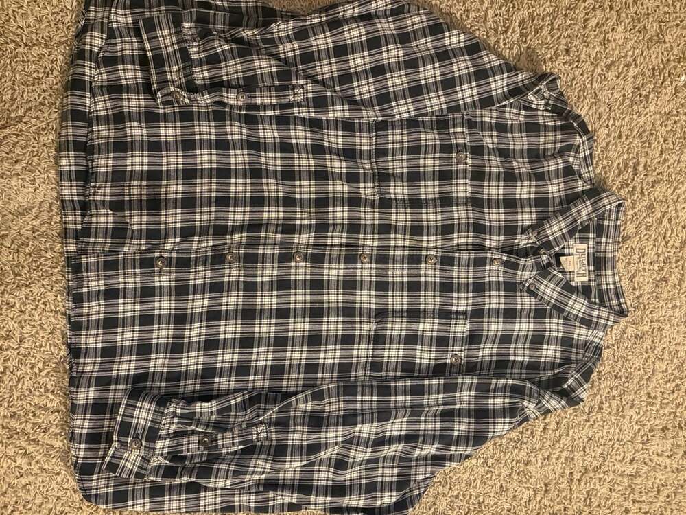 Duluth Trading Co Plaid Flannel Button Down Shirt Size 4XL Black White